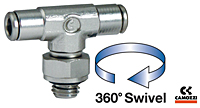 6432 Micro Series Male Metric Branch Swivel Tee Fittings